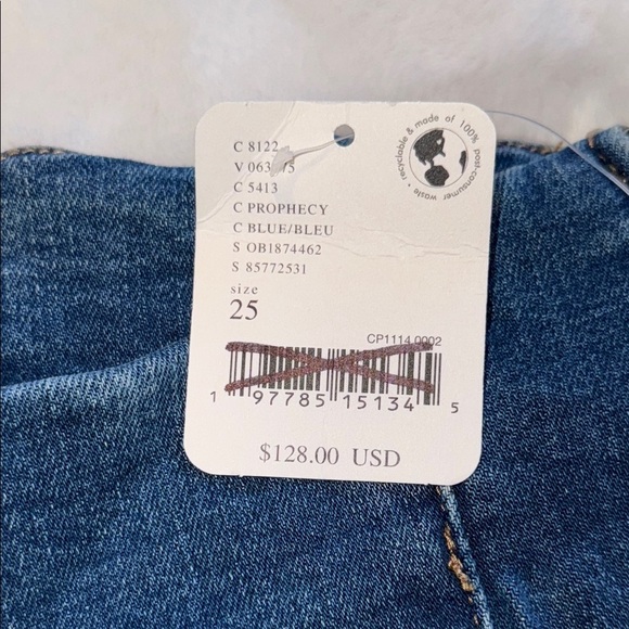 NWT Free People Size 25 We The Free Bella Moto Mid Rise Stretch Skinny Jeans - Picture 7 of 10